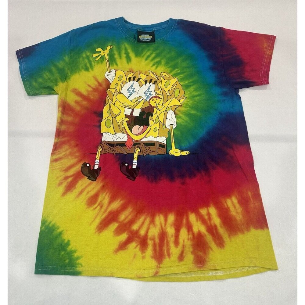 J Balvin X Louis De Guzman X SpongeBob SquarePants Tie Dye T-Shirt Sz Medium